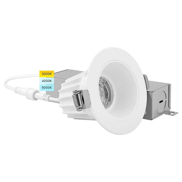 Luxrite 2 Inch LED Recessed Downlight 3CCT 3000K-5000K 8W 600LM Dimmable Damp Rated IC Rated LR23275-1PK - main